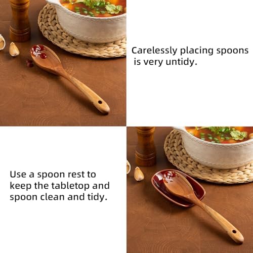 Ceramic Spoon Rest, 5" Utensil Holder for Stove Top & Counter