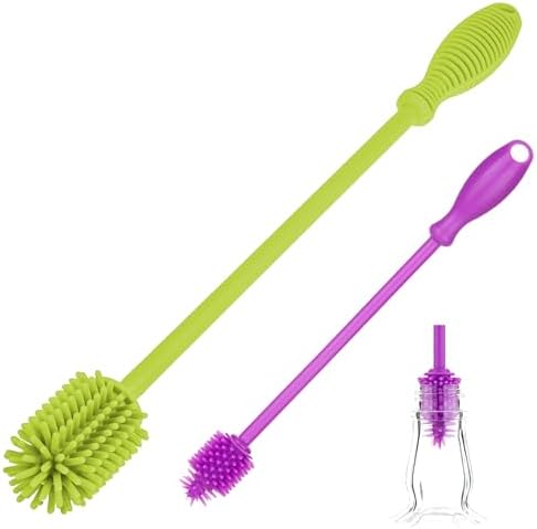 A-Brush Silicone Bottle Cleaner Brush, 2 Piece Set, Flexible, Long