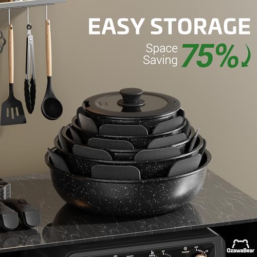 23 Pcs Pots and Pans Set Non Stick, Detachable Handle Cookware