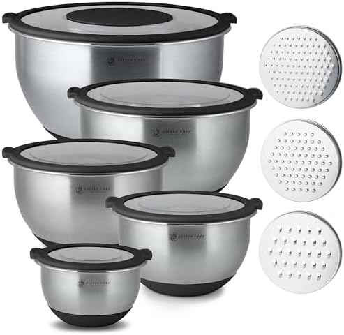 Non-Toxic Mixing Bowls with Lids Set, 304 Stainless Steel &, 5 Pcs