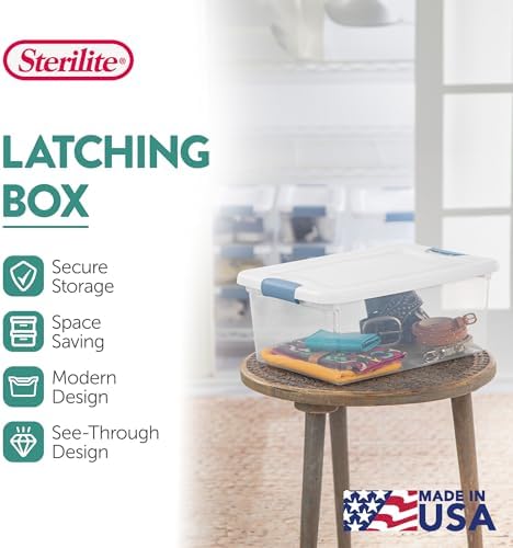 Sterilite Latching Box with Lids, 15 Quart, 12-Pack