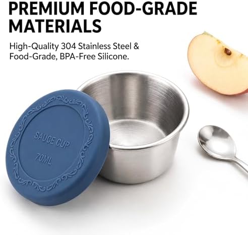 2.4 oz Stainless Steel Dressing Containers with Silicone Lids Set of 6