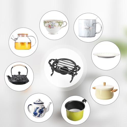 Sumnacon Round Tea Warmer Cast Iron Tea Pot Warmer with Tealight