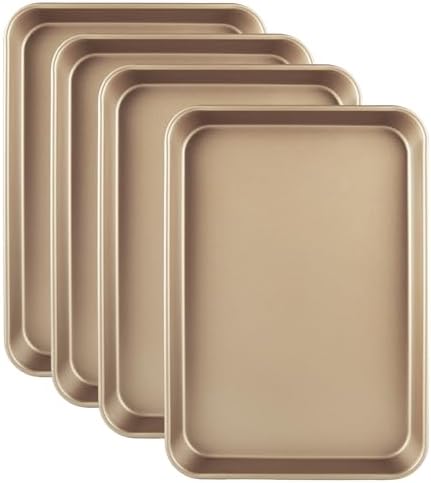Acrux7 4 Pack 9x13 Baking Pan, Nonstick 1/4 Sheet Pans Carbon Steel