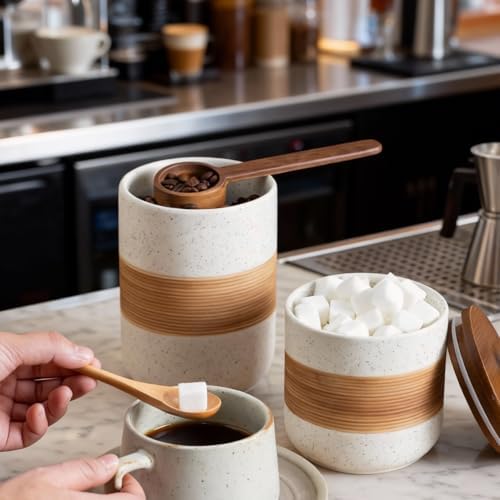 Miamolo Ceramic Jar with Lid, Coffee Canister for Kitchen Countertop