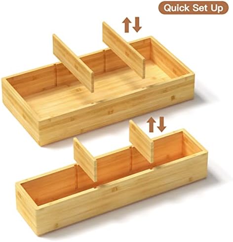 DUJEN Bamboo Drawer Organizer 12.5'' X 12.5'' X 2'', Adjustable 3