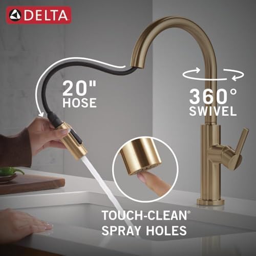 Delta Nicoli Brushed Gold Pull-Down Kitchen Faucet 19867LF-CZ