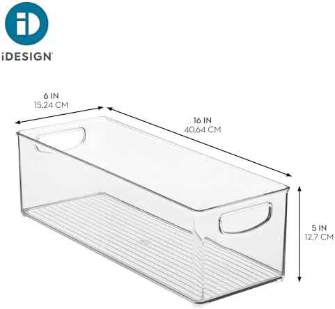 iDesign Plastic Stackable Pantry Bin with Handles, Set of 2, Clear