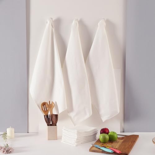 TARAN LIVING Kitchen Towels 100% Cotton Solid Kitchen Dish Cloths