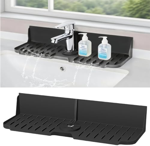 Sink Splash Guard Behind Faucet, Silicone Sink Faucet Drying Mat &