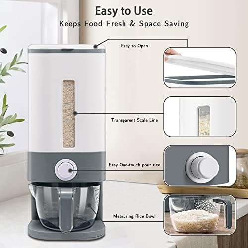 Lenwi 22-25 Lbs Rice Dispenser, Grey