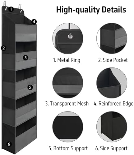 Over the Door Organizer, 5 Shelf, Black