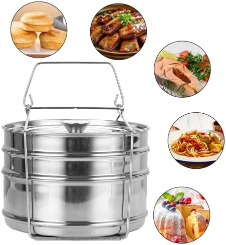 STARVAST Stainless Steel 3 Tier Stackable Insert Pans, Compatible with