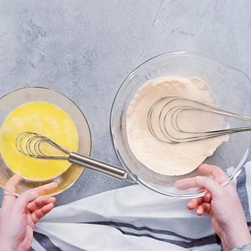 Patelai 2 Pcs Flat Whisk Set Stainless Steel 8" and 10" Flat Wire Egg