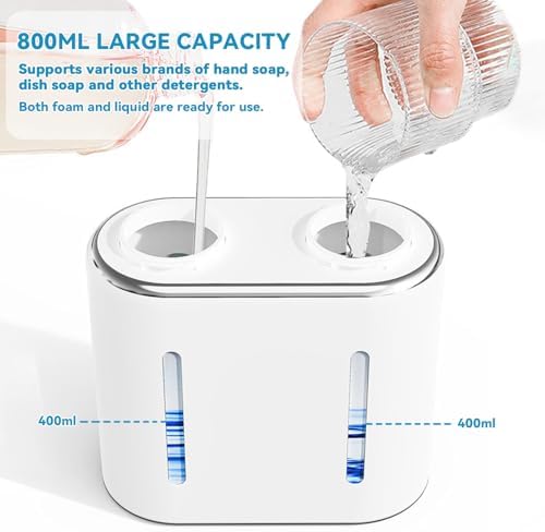 Double Automatic Soap Dispenser, 27oz Foaming+Liquid Soap Dispenser, 4