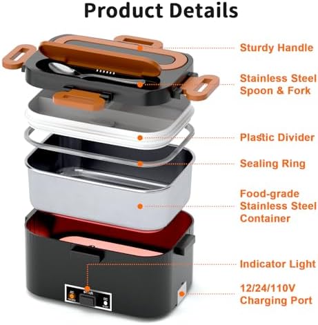 IFENROL Electric Lunch Box for Adults, 1.8L 100W Heating Lunch Box for