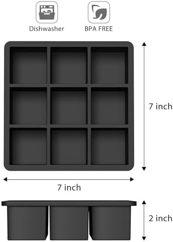 Wanderworld Ice Tray Combo, Silicone Reusable 2 inch Big Ice Freezer