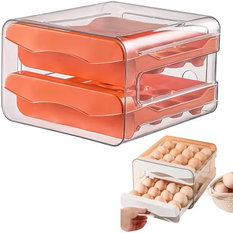 Egg Holder for Refrigerator Drawer Type Storage Box, Stackable Two