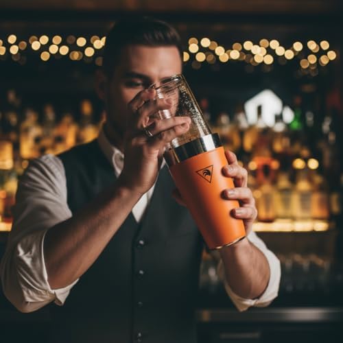 Glass Boston Cocktail Shaker - 15 oz & 27 oz - 28x10cm - Orange