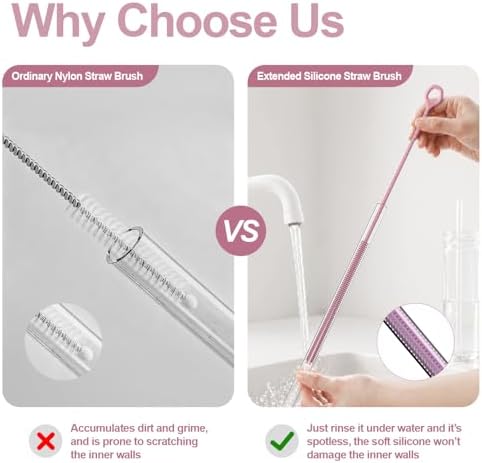 YOTIME Straw Cleaner Brush Extra Long 12.6 inch, 2Pcs Reusable