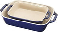 Staub 2-Pc Rectangular Ceramic Baking Dish Set, Blue