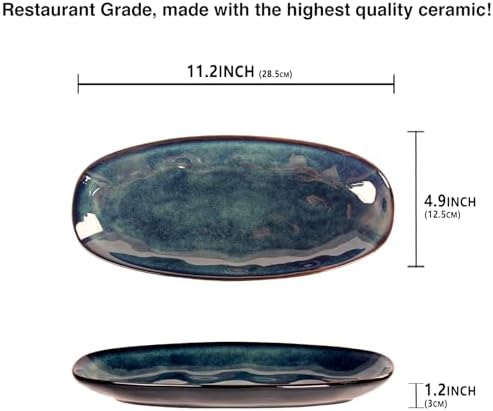 Ceramic Serving Platters - Set of 4 Oval Salad Plates for
