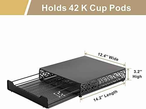 Flagship Coffee Pod Storage Drawer, Organizer for Keurig (42 Pods, Iron)