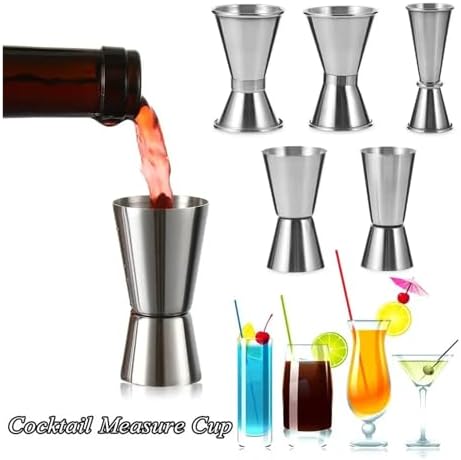5pcs/Set Stainless Steel Dual Shot Measure Cup Jigger Cocktail Mug