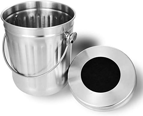 NewlineNY Stainless Steel Compost Bin, 1.3 Gallon