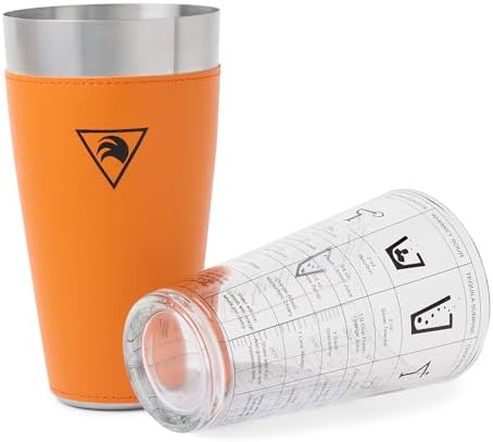Glass Boston Cocktail Shaker - 15 oz & 27 oz - 28x10cm - Orange