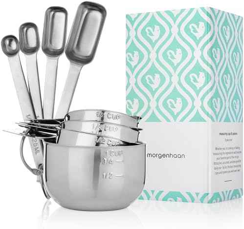 Premium 304 Stainless Steel Measuring Kit - 8-Piece Essential Cups and Spoons for Everyday Use, Stackable & Durable