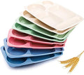 WUWEOT 8 Pack Divided Food Plates, 13.5" Wheat Straw Tray