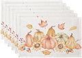 QIYI Fall Placemats Set of 6, 12"x18" Linen Place Mats, Pumpkin