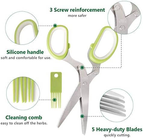 Luxiv Herb Scissors And Stripper Set, 5-Blade Stainless Steel Kitchen