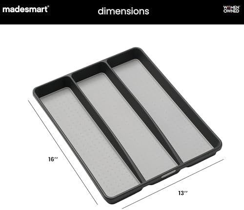 madesmart Classic 3-Compartment Utensil Tray, Granite