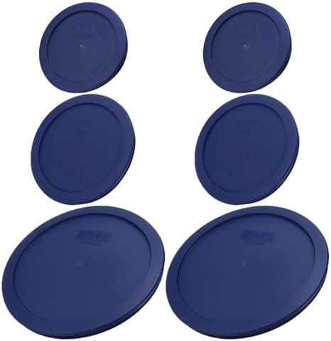 Pyrex (2) 7402-PC, (2) 7201-PC, & (2) 7200-PC Blue Lids - Made in USA
