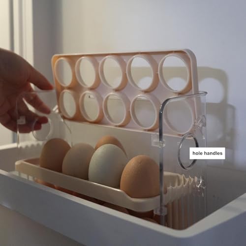 3-Layer Plastic Egg Organizer for Refrigerator, 30 Eggs, Clear