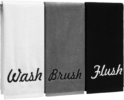 Peryiter 3 Pcs Farmhouse Decorative Hand Towels, Brush Wash Flush