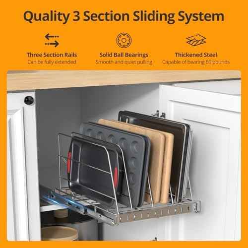 Pull Out Cabinet Organizer for Cutting Board, Cookie Sheet, Baking Sheet