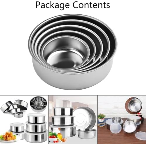 Stainless Steel Mixing Bowls with Lids, 5-Piece Nesting Prep Bowls