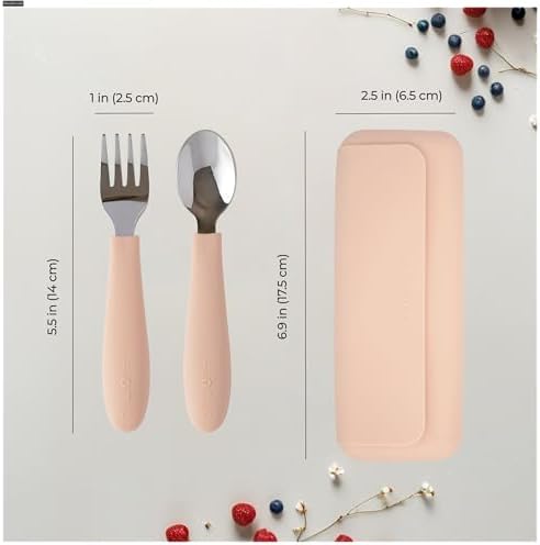 ASOMIC 316 Stainless Steel Toddler Utensils with Travel Case, Blush