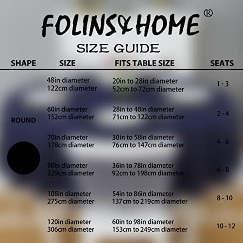 FOLINS&HOME Navy Blue 60 Inch Round Tablecloth, Waterproof Table Cloth