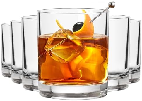 Whiskey Glasses Set of 6, 10 Oz Old Fashioned Glass Cocktail Glasses