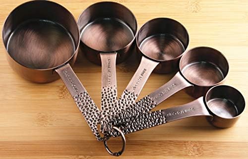 Copper Measuring Cups and Spoons Set, 5 Cups and 6 Spoons