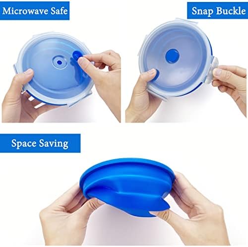 Collapsible Lunch Bowl With Lid, Camping Bowls with Spoon, Silicone