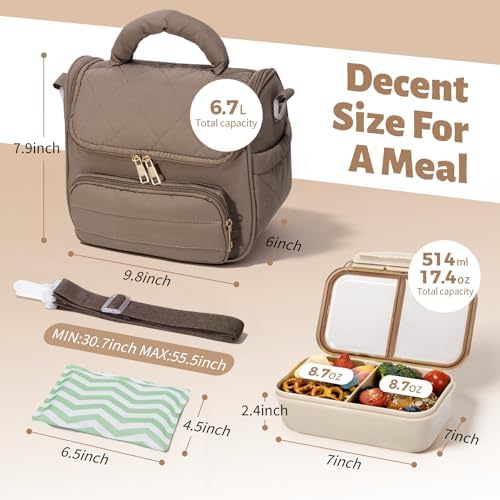 HASHMUST Insulated Puffer Lunch Bag, Camel Set