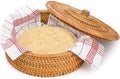 Covzoe Large Rattan Tortilla Warmer with Lid and Cotton Cloth