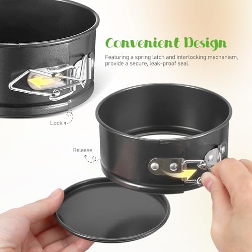 Veemoon 5inch Springform Pan, 6pcs Round Non-Stick Baking Mold with