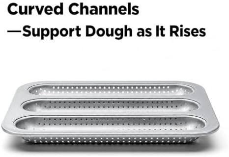 12 in Hoagie Roll Baking Pan, 3-Slot Perforated Carbon Steel Tray