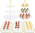 DI QIU REN 8PCS Gold-Rim Cake Plastic Dessert Display Stands Sets for